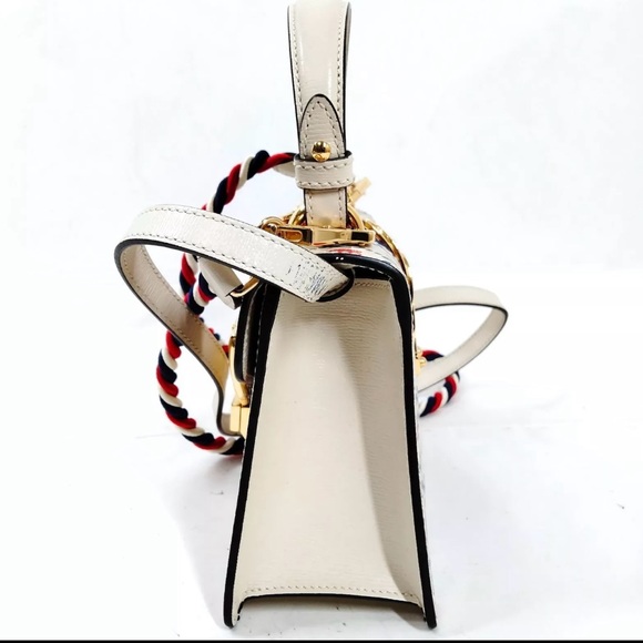 Auth Gucci White Leather Top Handle Ltd Edition Sylvie Heart GG Monogram Handbag - Picture 2 of 16